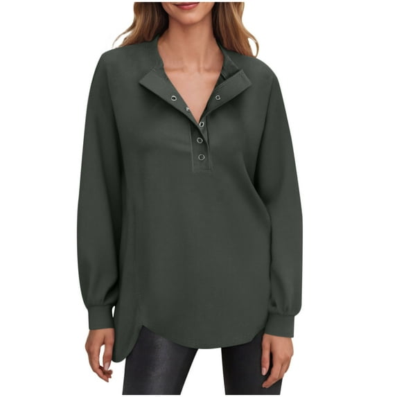 Aloohaidyvio Womens Sweatshirt Casual Long Sleeve Lightweight Sweatshirts Button Loose Pullover Tops