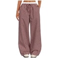 thumbnail image 1 of Aloohaidyvio No Boundaries Y2k Striped Pants for Women Elastic Drawstring High Waist Wide Leg Pants Vintage Lounge Trousers, 1 of 5