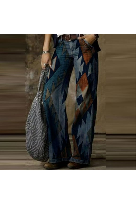 Pants ,Womens Pants Fashion Comfortable Printed Straight Casual Trousers