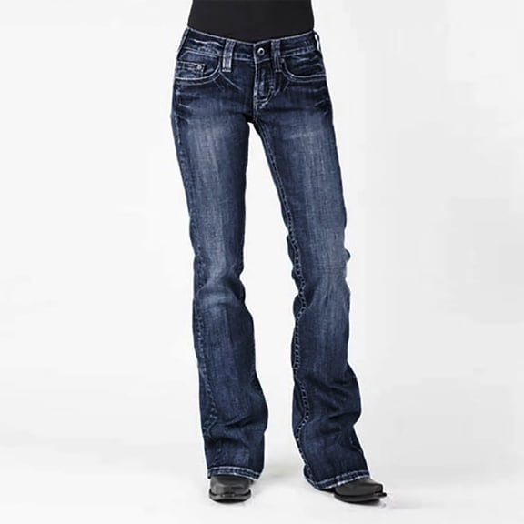 Aloohaidyvio Pants Plus Size,Women Mid Waisted Embroidery Stretch Button Straight Full Length Pants