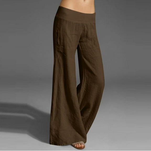 Aloohaidyvio Pants,Womens Casual Full-Length Loose Pants High Waist Trousers Long Straight Wide Leg Pants
