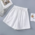 thumbnail image 1 of Aloohaidyvio Pants for Women,Womens Cotton Linen Shorts Loose High Waist Casual Wide Legged Pants Hot Pants, 1 of 4