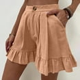 thumbnail image 1 of Aloohaidyvio Pants for Women,Womens Solid Color Casual Wide Leg Ruffle Loose High Waist Shorts Pants, 1 of 5