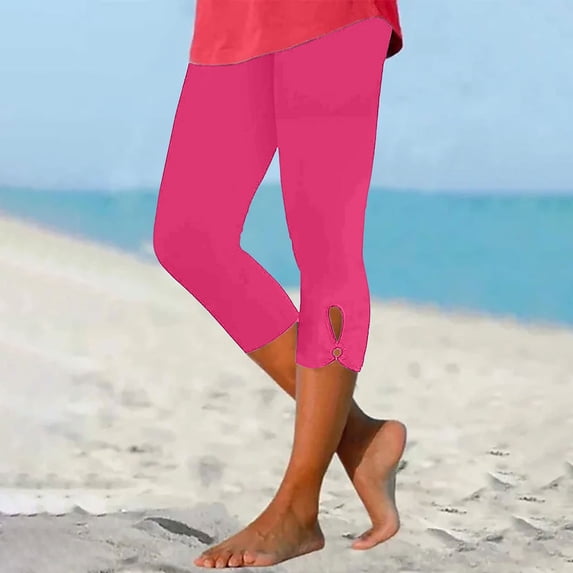 Aloohaidyvio Pants for Women,Womens Summer High Waisted Solid Color Capris Matching Slim Fitting Yoga Gym Pants