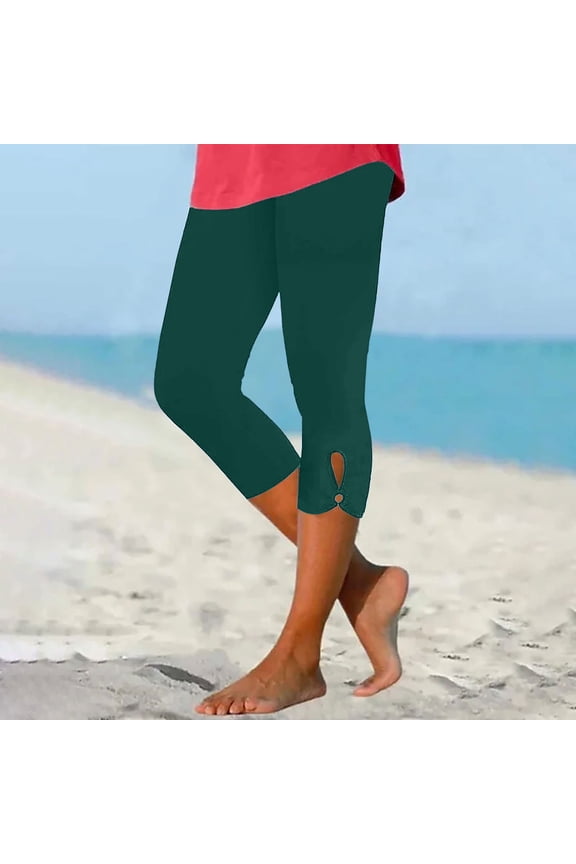 Pants for Women,Womens Summer High Waisted Solid Color Capris Matching Slim Fitting Yoga Gym Pants