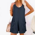 thumbnail image 1 of Aloohaidyvio Pants with Pockets,Womens Scoop Solid Neck Sleeveless Buttons Short Jumpsuit Rompers with Pockets, 1 of 6