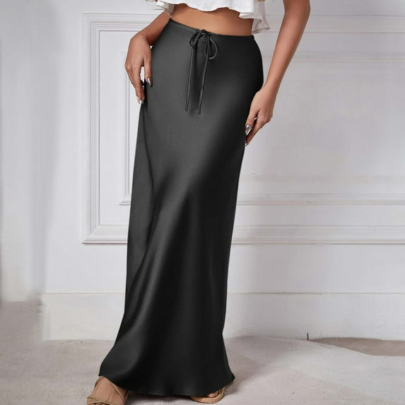 Aloohaidyvio Pencil Skirts for Women,Womens Solid Color Sexy Half-body Skirt,Summer Ice Silk High Waist Hip Long Skirt