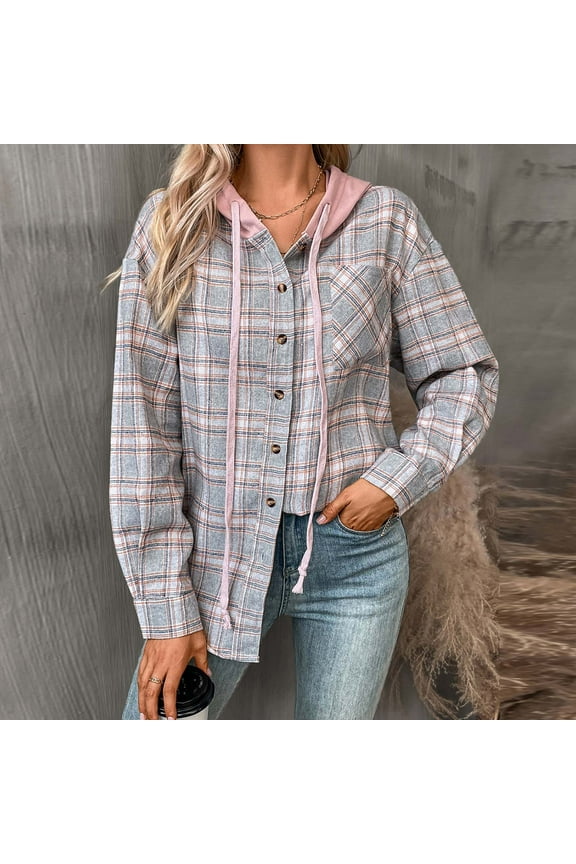 Plaid Flannel Shirts for Women,Plaid Long Sleeve Flannel Shirts for Women Loose Fit Boyfriend Button Down Shirt Casual Flannel Blouse Tops