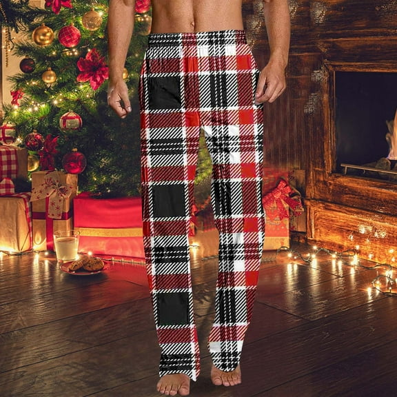 Aloohaidyvio Plaid Pajama Pants Cute Pajama Pants Mens Lounge Pants Super Soft Men Pajama Bottoms with Pockets Drawstring