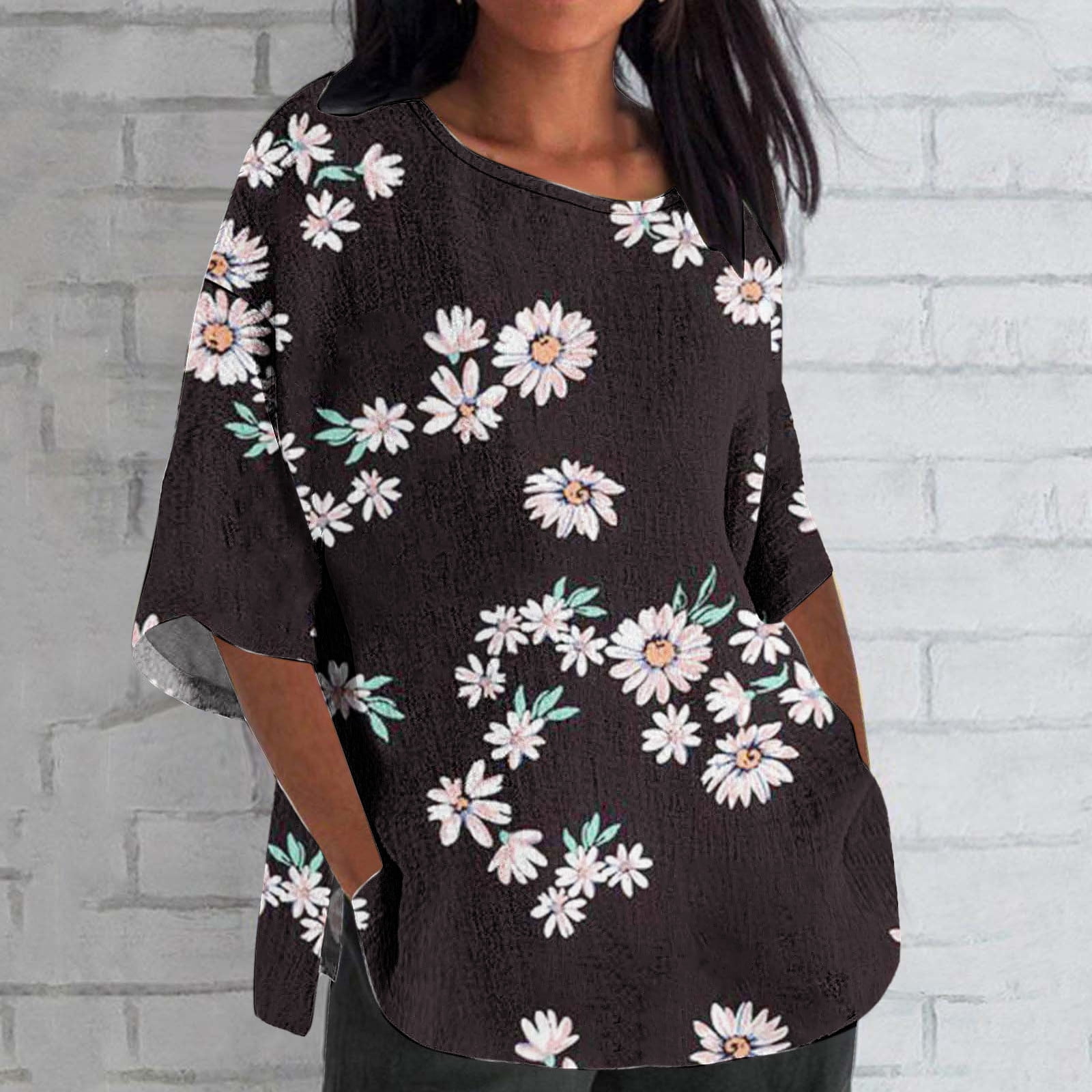 Aloohaidyvio Plus Size Cotton Linen Tops for Women Summer Elegant ...
