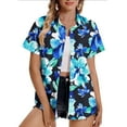 thumbnail image 1 of Aloohaidyvio Plus Size Hawaiian Shirts for Women Tropical Floral V Neck Button Up Tshirt Summer Beach Short Sleeve Blouses Tops, 1 of 6