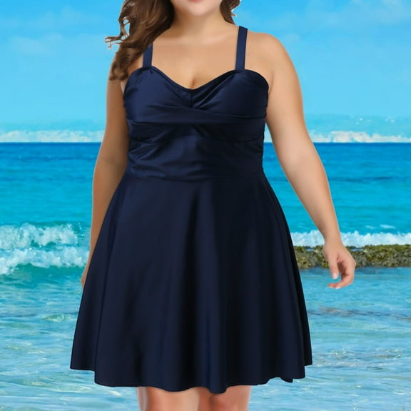 Aloohaidyvio Plus Size Modest Swimsuits,Swim Dresses for Women Plus Size Swim Dress Padded Bathing Suits Size M-3XL