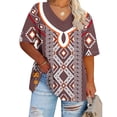 thumbnail image 1 of Aloohaidyvio Plus Size Shirts for Women,Women's Soft Vintage Flower T Shirts Summer Short Sleeve V Neck Casual Soft Tops 2024 Trendy Loose Basic Tee Blouse, 1 of 4