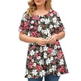 thumbnail image 1 of Aloohaidyvio Plus Size Shirts for Women,Women's Flower Basic T Shirts Summer Soft Oversized Cotton Tees Short Sleeve Round Neck Loose Tunic Tops, 1 of 4