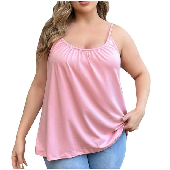Aloohaidyvio Plus Size Tank Tops for Women Summer Loose Fit Sleeveless Flowy Spaghetti Strap Camisoles