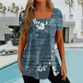 thumbnail image 1 of Aloohaidyvio Plus Size Tops,Womens Casual Printed Square Neck Short Sleeve Buttons Tops Loose Blouses, 1 of 5