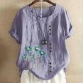 thumbnail image 1 of Aloohaidyvio Tops for Women Womens Summer Shirts Casual Short Sleeve Flower Printing Loose Tops, 1 of 5
