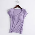 thumbnail image 1 of Aloohaidyvio Womens Tops under $10,Womens Solid Color With Chest Pad Short Sleeve T-Shirt Summer Homewear Pajamas Tops, 1 of 6