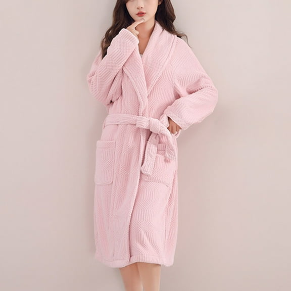 Aloohaidyvio Plush Fleece Bathrobe for Women,Long Robe with Belt, Warm and Cozy Fluffy Sleepwear Nightgown