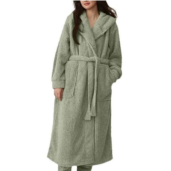 Aloohaidyvio Plush Robes for Women Soft Knit Long Bathrobe Fluffy Ladies Casual Sherpa Robes