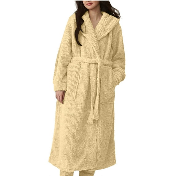 Aloohaidyvio Plush Robes for Women Soft Knit Long Bathrobe Fluffy Ladies Casual Sherpa Robes