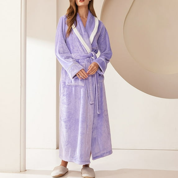 Aloohaidyvio Plush Robes for Women,Womens Plush Soft Robe Fluffy, Warm, Fleece Sherpa Shaggy Bathrobe