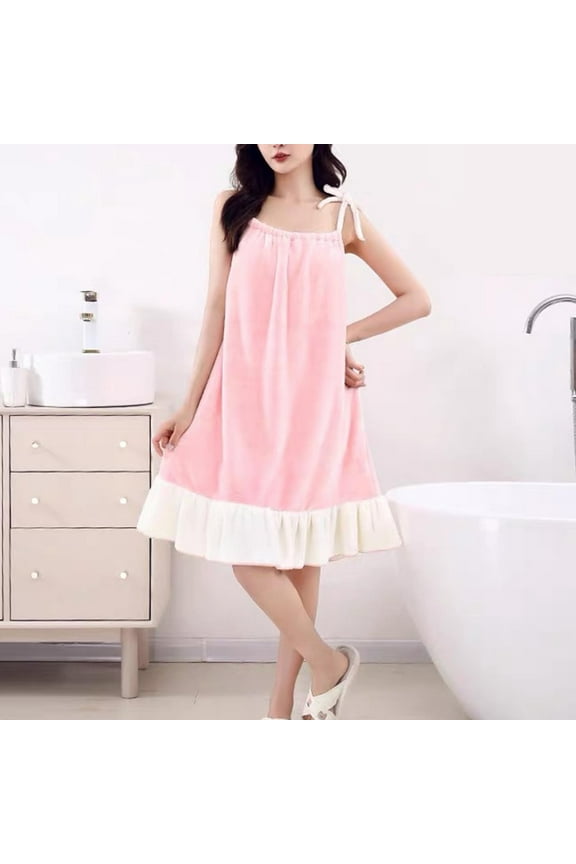 Plush Robes for Women,Womens Quick Dry Absorb Water Wearable Bathrobes, Ladies Sleeveless Cotton Bathrobes Towel Wrap Bathrobe