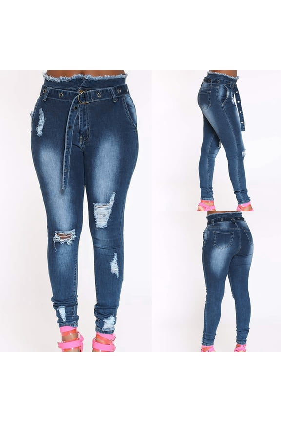 Ripped Jeans for Women Plus Size,Womens Slim Plus Size Ripped Hole Gradient Long Regular Pants,Jeans for Women Plus Size Stretch