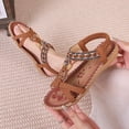 thumbnail image 1 of Aloohaidyvio Sandals Women Flat Dressy Sandal Summer Comfortable Slip-on Casual Beach Shoes Dress Bohemian Ankle Elastic Flats Sandals, 1 of 7