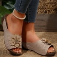 thumbnail image 1 of Aloohaidyvio Sandals for Women Dressy Summer Casual,Cute Flowers Comfy Slip On Cork Foot Bed Vacation Sandals, 1 of 7