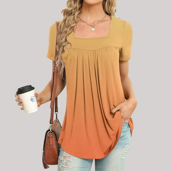 Aloohaidyvio Shirts for Women,Women Fashion Printed Casual V-Neck Short Sleeve Loose T-Shirt Blouse Tops