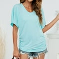 thumbnail image 1 of Aloohaidyvio Short Sleeve Womens Tops,Womens Summer Ice Silk Casual Solid Color V-Neck Bat Sleeve T-Shirt Sport Comfort Tops, 1 of 6