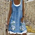 thumbnail image 1 of Aloohaidyvio Skirts for Women Plus Size,Fashion Women Casual Sexy Round-Neck Floral Printing Fake Two-Piece Sleeveless Dress, 1 of 5