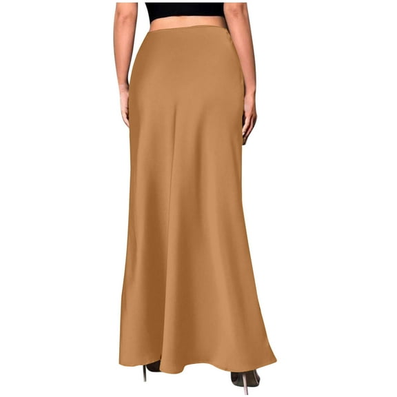 Aloohaidyvio Skirts for Women Satin High Waist Skirt Elegant Flowy Midi Skirts