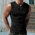 thumbnail image 1 of Aloohaidyvio Sleeveless Beach Shirts for Men Summer Tank Shirts Casual Henley Tank Top Black 3XL, 1 of 5