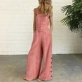 thumbnail image 1 of Aloohaidyvio Terra and Sky Pants for Women,Women Sleeveless Overalls Jumpsuit Casual Plaid Print Summer Wide Leg Bib Pants, 1 of 5