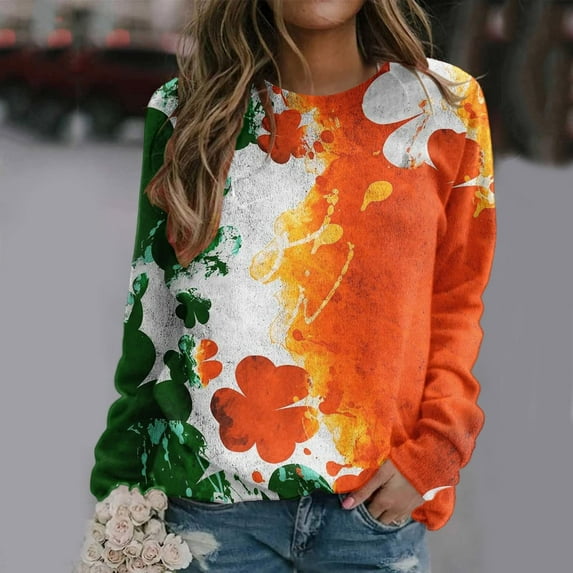 Aloohaidyvio St Patricks Day Tops Womens Plus Size 2025,Women's St Patricks Day Graphic Sweatshirts Hoodies Fleece Crew Neck Pullover Tops