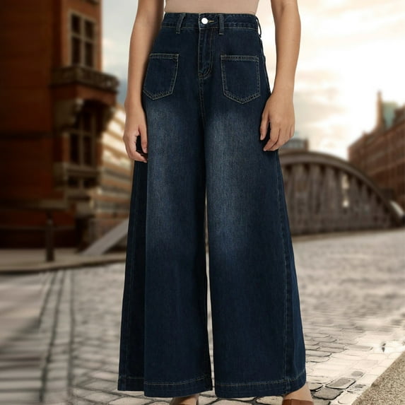 Aloohaidyvio Stretchy Jeans for Women,Jeans for Women Plus Size Clearance, Wide Leg Pants for Women,Tall Jeans for Women,Boyfriend Jeans for Women,Baggy Jeans for Woman