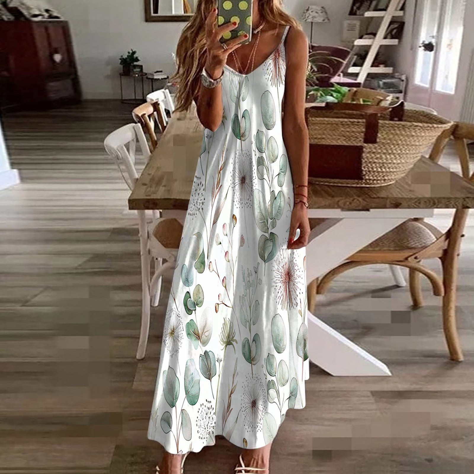 Aloohaidyvio Summer Dresses for Women 2024,Women's Summer Split Thigh  Spaghetti Strap Cami Midi Floral Dress - Walmart.com