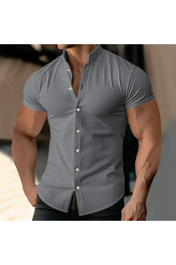 George T Shirts for Men Big and Tall, Spring Summer Men's Shirts Short Sleeve Casual Shirts Button Down Beach Summer Shirt