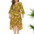 thumbnail image 1 of Aloohaidyvio Summer Spring Plus Size Dresses for Women 2024 Women's Long Sleeve Round-Neck Beach Boho Dresses Classy Floral Printed Beach Boho Dresses, 1 of 5