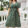 thumbnail image 1 of Aloohaidyvio Summer Spring Plus Size Dresses for Women 2024 Women's Oversize Casual Short Sleeve V Neck Classy Floral Printed Short Sleeve Beach Boho Dresses, 1 of 6