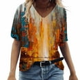 thumbnail image 1 of Aloohaidyvio Summer Tops for Women Plus Size,Womens Fashion Casual Plus Size Scenic Flowers Printing V-Neck T-Shirt Tops, 1 of 5