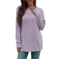 thumbnail image 1 of Aloohaidyvio Sweaters for Women 2024 Winter Loose Long Sleeve Crew Neck Knit Shirts Lightweight Casual Business Pullover Purple S, 1 of 5