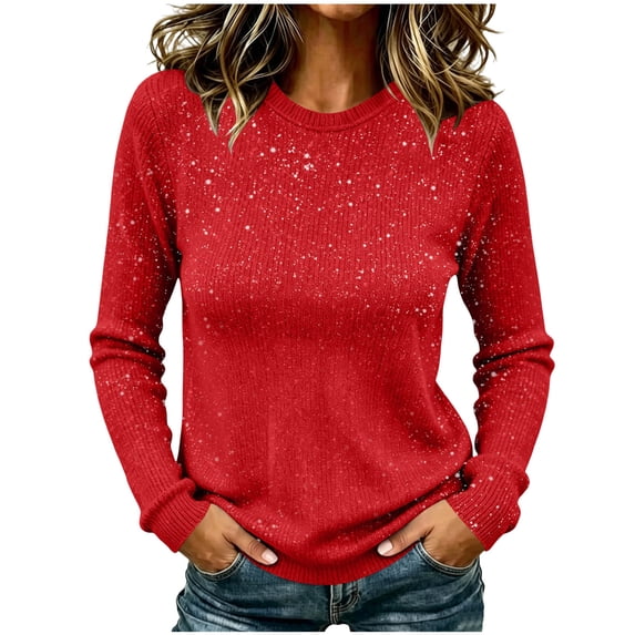 Aloohaidyvio Sweaters for Women Casual Lightweight Crewneck Fall Winter Long Sleeve Soft Knit Tops