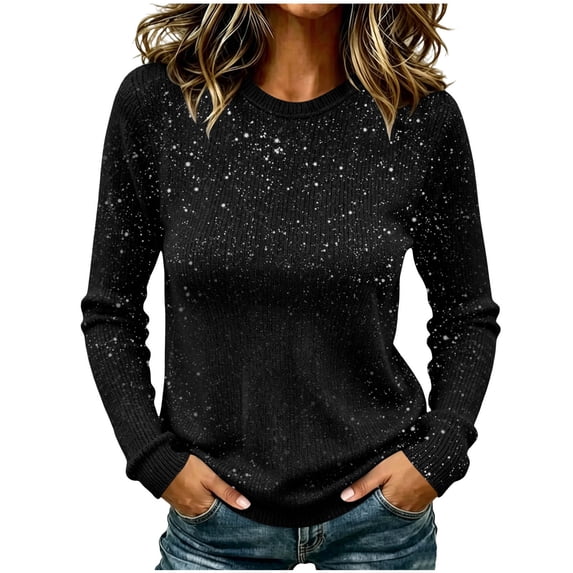 Aloohaidyvio Sweaters for Women Casual Lightweight Crewneck Fall Winter Long Sleeve Soft Knit Tops