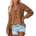 thumbnail image 1 of Aloohaidyvio Sweaters for Women,Women Casual Soild Long Sleeve Pocket Knit Pullover V-Neck Sweater Coat, 1 of 6