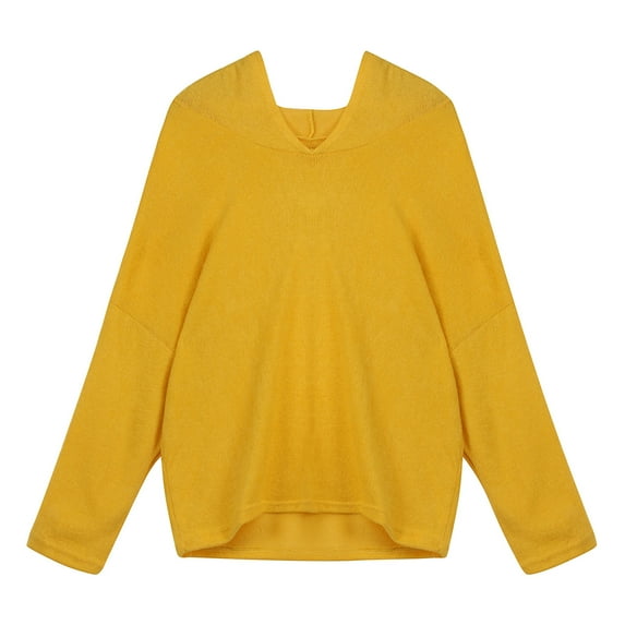 Aloohaidyvio Sweaters for Women,Women Fashion Loose Large Size Solid Color Hood Long Sleeves Sweater Tops