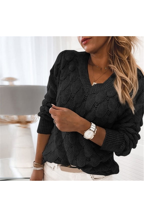 Sweaters for Women,Women V-Neck Feather Shape Long Sleeve Tops Fashion Blouse Sexy Sweater