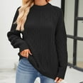 thumbnail image 1 of Aloohaidyvio Sweaters for Women,Women's 2024 Fall Winter Solid Round Neck Long Sleeve Knitted Loose Sweater, 1 of 4